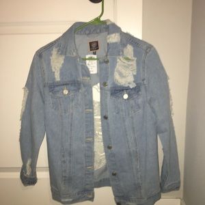 Distressed denim jacket